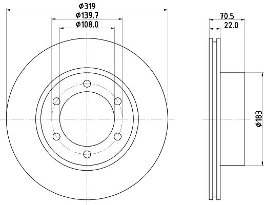 Bremsscheibe Vorderachse Hella 8DD 355 106-241 von Hella