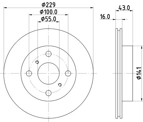 Bremsscheibe Vorderachse Hella 8DD 355 106-631 von Hella