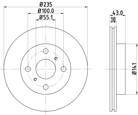 Bremsscheibe Vorderachse Hella 8DD 355 107-281 von Hella