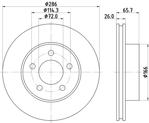 Bremsscheibe Vorderachse Hella 8DD 355 114-761 von Hella