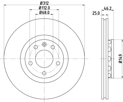 Bremsscheibe Vorderachse Hella 8DD 355 127-571 von Hella