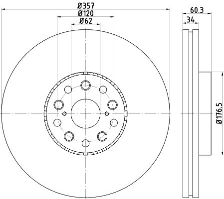 Bremsscheibe Vorderachse links Hella 8DD 355 116-911 von Hella