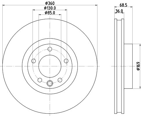 Bremsscheibe Vorderachse links Hella 8DD 355 123-191 von Hella