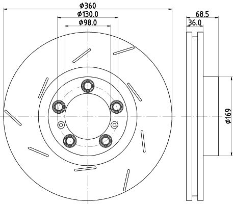 Bremsscheibe Vorderachse links Hella 8DD 355 133-661 von Hella