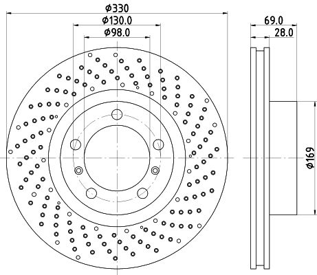 Bremsscheibe Vorderachse rechts Hella 8DD 355 125-031 von Hella