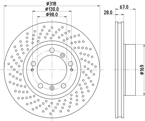 Bremsscheibe Vorderachse rechts Hella 8DD 355 127-511 von Hella