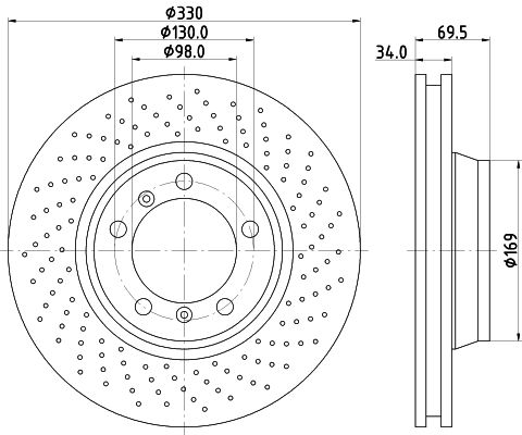 Bremsscheibe Vorderachse rechts Hella 8DD 355 128-571 von Hella