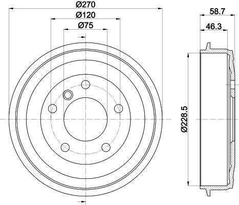 Bremstrommel Hinterachse Hella 8DT 355 300-021 von Hella