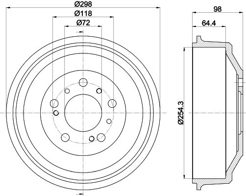 Bremstrommel Hinterachse Hella 8DT 355 300-061 von Hella