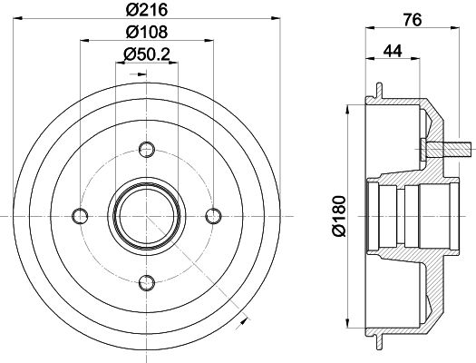 Bremstrommel Hinterachse Hella 8DT 355 300-161 von Hella