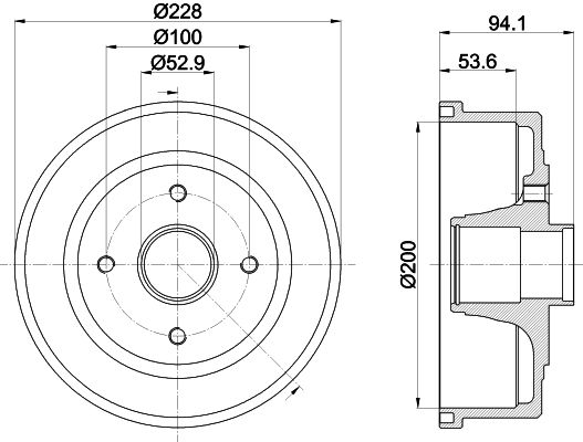 Bremstrommel Hinterachse Hella 8DT 355 300-411 von Hella