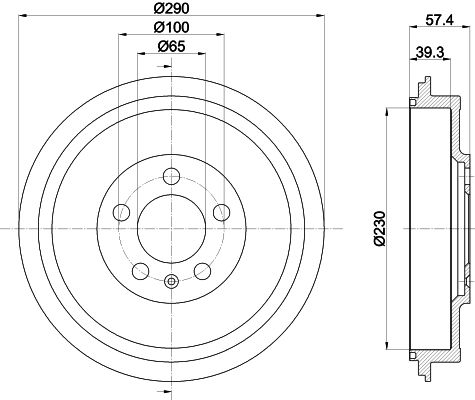 Bremstrommel Hinterachse Hella 8DT 355 300-421 von Hella