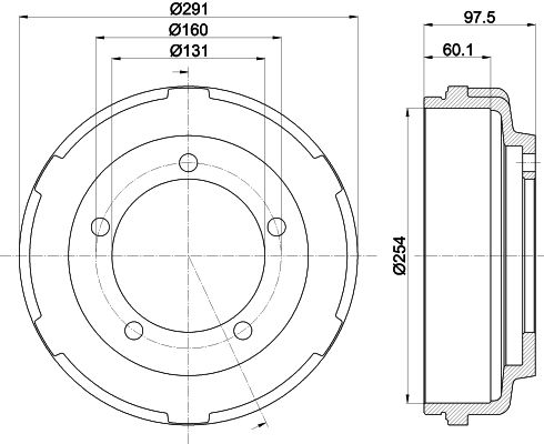 Bremstrommel Hinterachse Hella 8DT 355 300-461 von Hella