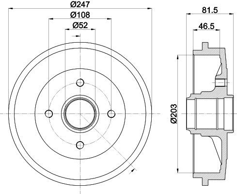 Bremstrommel Hinterachse Hella 8DT 355 300-481 von Hella