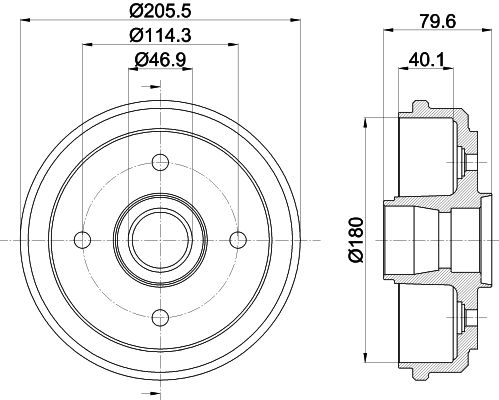 Bremstrommel Hinterachse Hella 8DT 355 300-561 von Hella