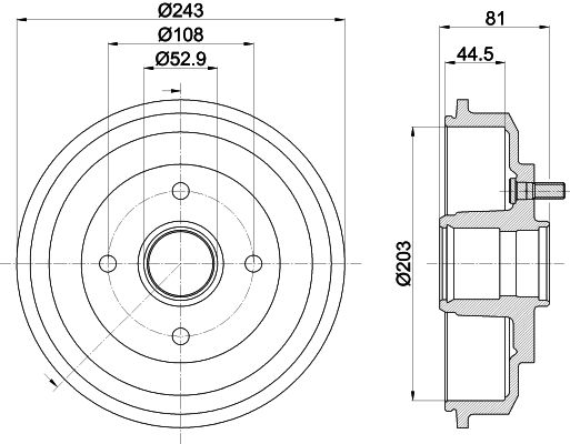 Bremstrommel Hinterachse Hella 8DT 355 300-601 von Hella