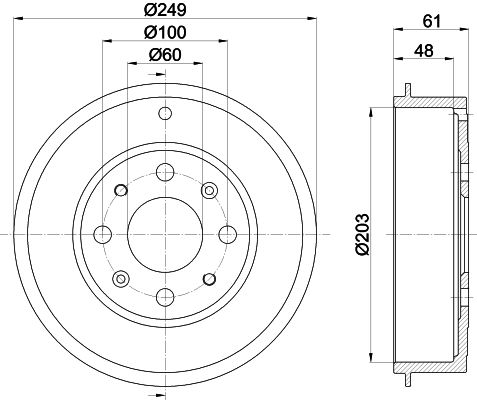 Bremstrommel Hinterachse Hella 8DT 355 300-681 von Hella