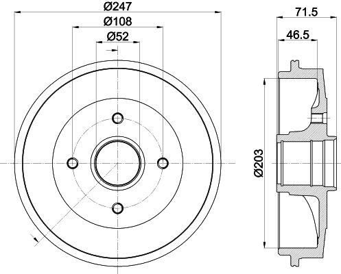 Bremstrommel Hinterachse Hella 8DT 355 300-731 von Hella