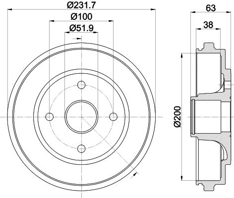 Bremstrommel Hinterachse Hella 8DT 355 301-031 von Hella