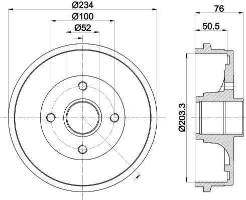 Bremstrommel Hinterachse Hella 8DT 355 301-071 von Hella