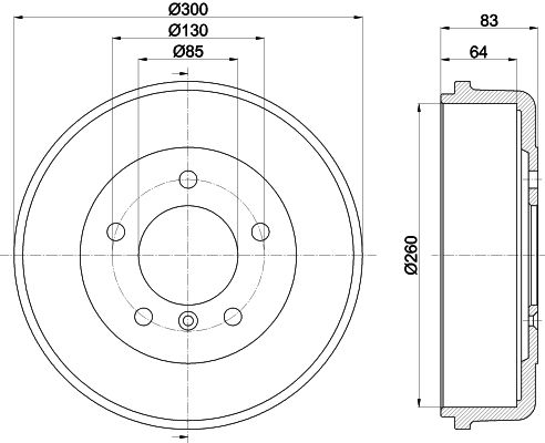 Bremstrommel Hinterachse Hella 8DT 355 301-141 von Hella