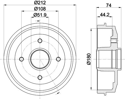 Bremstrommel Hinterachse Hella 8DT 355 301-211 von Hella