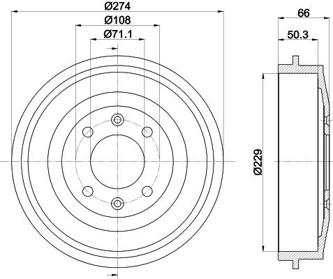 Bremstrommel Hinterachse Hella 8DT 355 301-231 von Hella