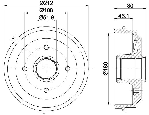 Bremstrommel Hinterachse Hella 8DT 355 301-281 von Hella