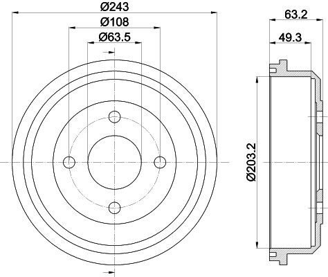 Bremstrommel Hinterachse Hella 8DT 355 301-291 von Hella