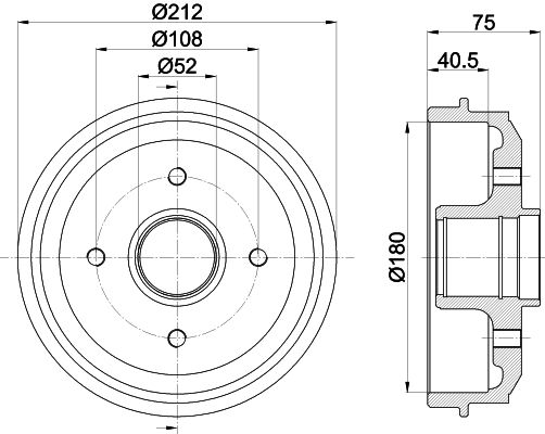 Bremstrommel Hinterachse Hella 8DT 355 301-311 von Hella