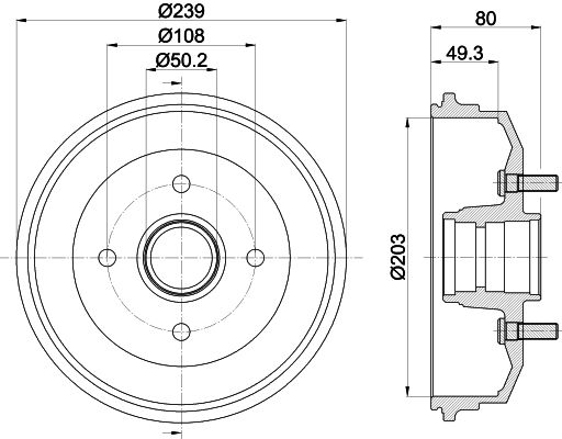 Bremstrommel Hinterachse Hella 8DT 355 301-361 von Hella