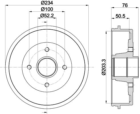 Bremstrommel Hinterachse Hella 8DT 355 301-401 von Hella