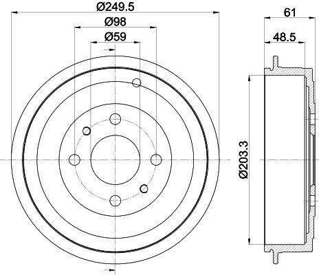 Bremstrommel Hinterachse Hella 8DT 355 301-421 von Hella