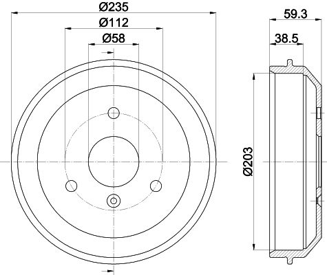 Bremstrommel Hinterachse Hella 8DT 355 301-581 von Hella