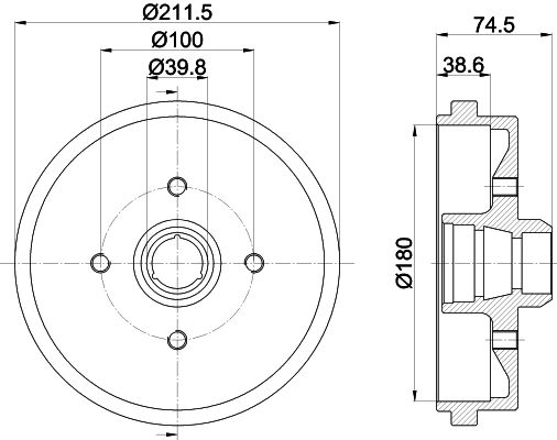 Bremstrommel Hinterachse Hella 8DT 355 301-631 von Hella