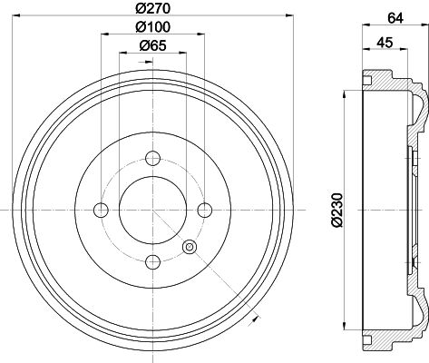 Bremstrommel Hinterachse Hella 8DT 355 301-691 von Hella