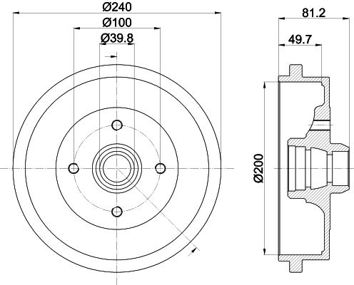 Bremstrommel Hinterachse Hella 8DT 355 301-701 von Hella