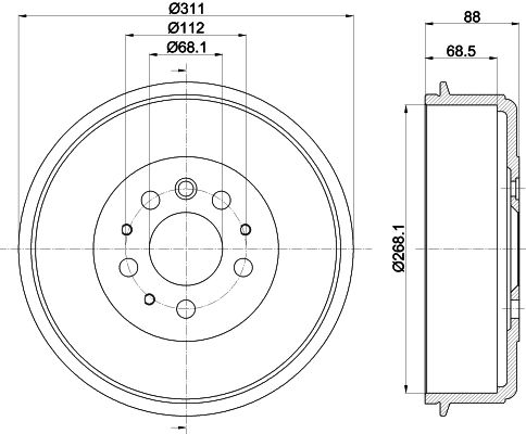 Bremstrommel Hinterachse Hella 8DT 355 301-721 von Hella