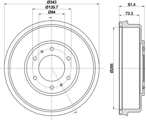 Bremstrommel Hinterachse Hella 8DT 355 301-821 von Hella