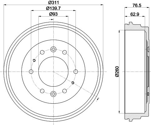 Bremstrommel Hinterachse Hella 8DT 355 301-841 von Hella