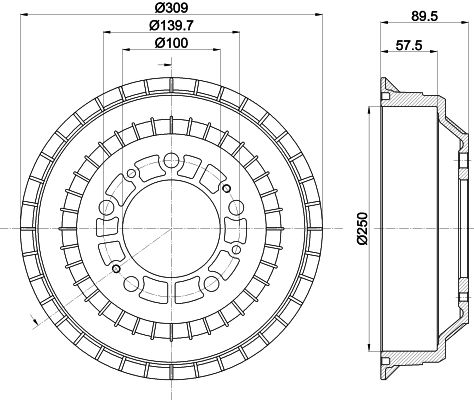 Bremstrommel Hinterachse Hella 8DT 355 301-991 von Hella