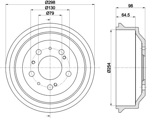 Bremstrommel Hinterachse Hella 8DT 355 302-191 von Hella