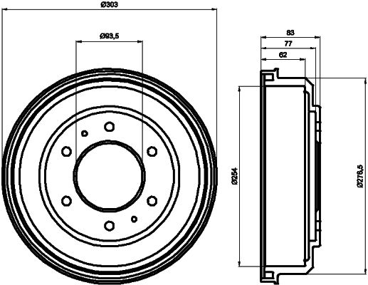 Bremstrommel Hinterachse Hella 8DT 355 302-291 von Hella