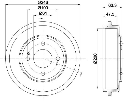 Bremstrommel Hinterachse Hella 8DT 355 302-401 von Hella