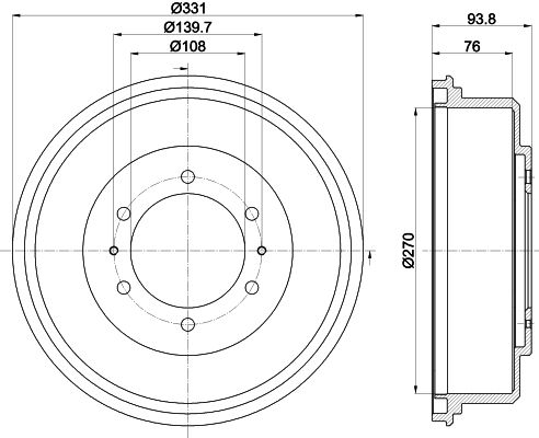 Bremstrommel Hinterachse Hella 8DT 355 302-611 von Hella