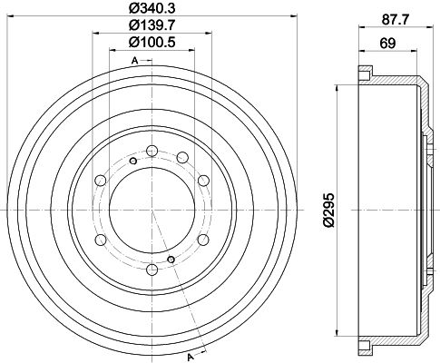 Bremstrommel Hinterachse Hella 8DT 355 302-621 von Hella