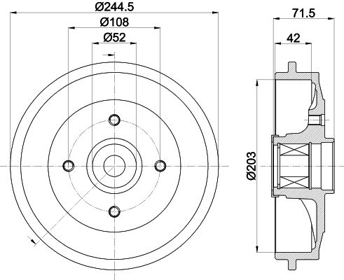 Bremstrommel Hinterachse Hella 8DT 355 302-741 von Hella