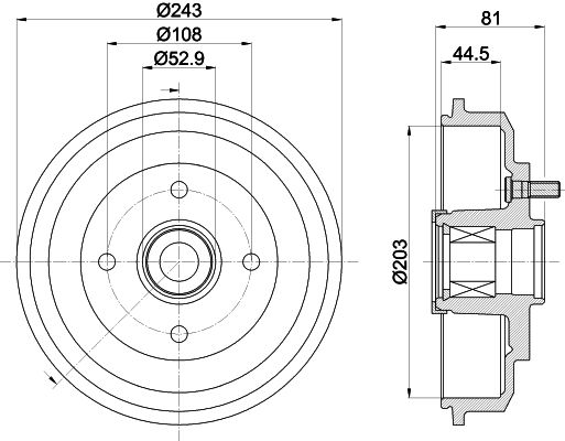 Bremstrommel Hinterachse Hella 8DT 355 302-751 von Hella