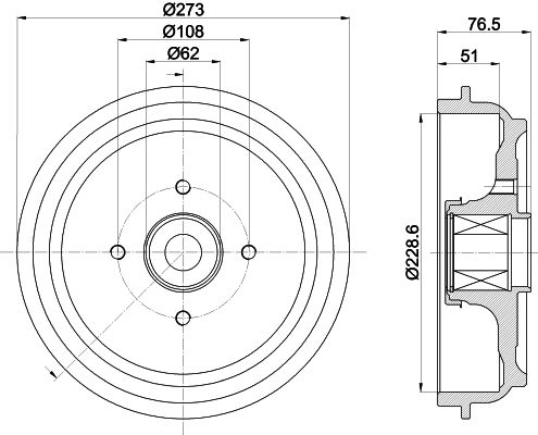 Bremstrommel Hinterachse Hella 8DT 355 302-771 von Hella