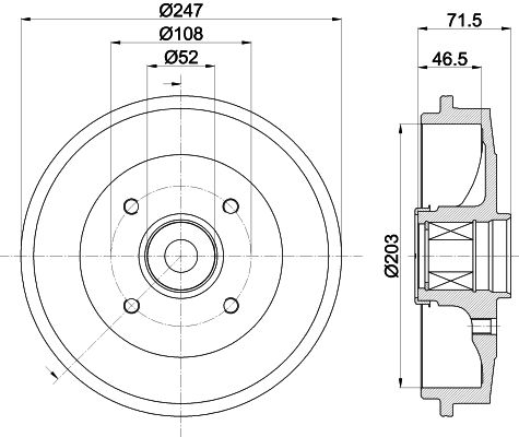 Bremstrommel Hinterachse Hella 8DT 355 302-781 von Hella